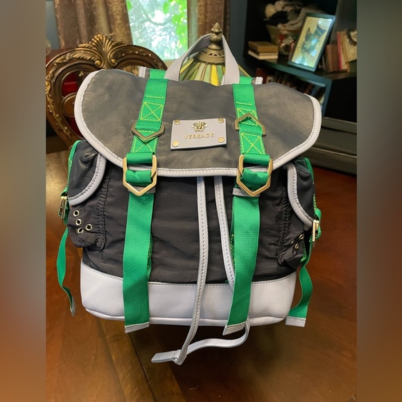 Versace Handbags - NWOT Gianni Versace leather and nylon backpack